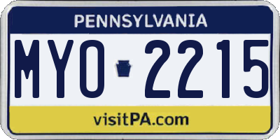 PA license plate MYO2215