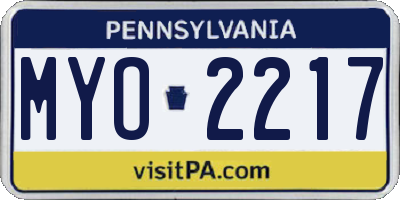 PA license plate MYO2217