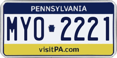 PA license plate MYO2221