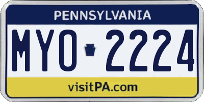 PA license plate MYO2224