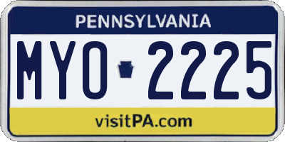 PA license plate MYO2225