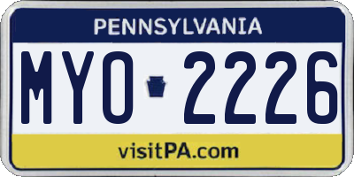 PA license plate MYO2226
