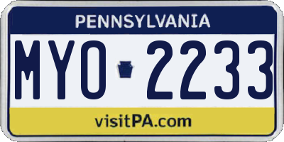 PA license plate MYO2233
