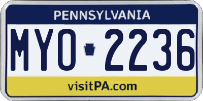 PA license plate MYO2236
