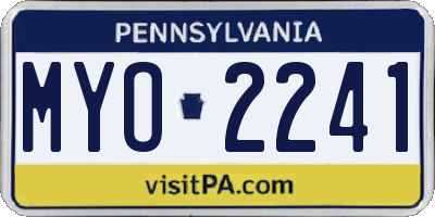 PA license plate MYO2241