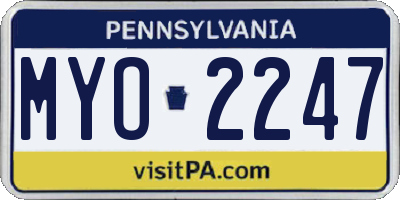 PA license plate MYO2247