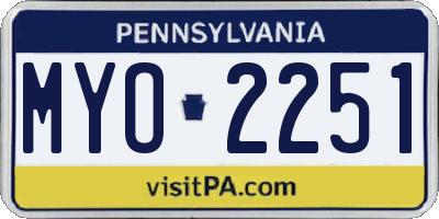 PA license plate MYO2251