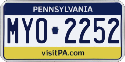 PA license plate MYO2252