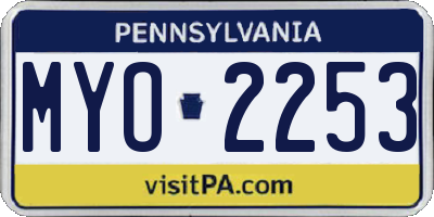 PA license plate MYO2253