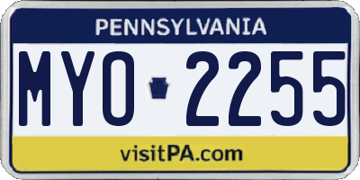 PA license plate MYO2255