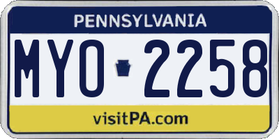 PA license plate MYO2258
