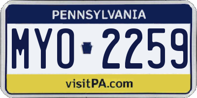 PA license plate MYO2259