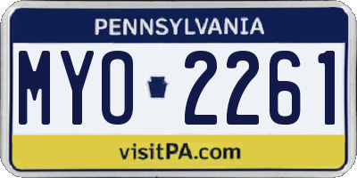PA license plate MYO2261