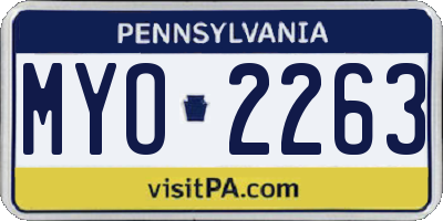 PA license plate MYO2263