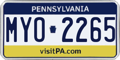 PA license plate MYO2265