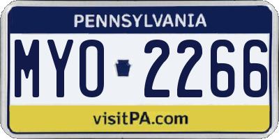 PA license plate MYO2266
