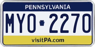PA license plate MYO2270