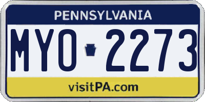 PA license plate MYO2273