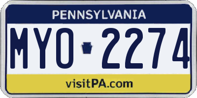 PA license plate MYO2274