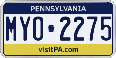 PA license plate MYO2275