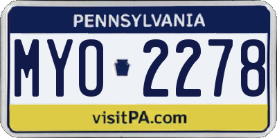 PA license plate MYO2278