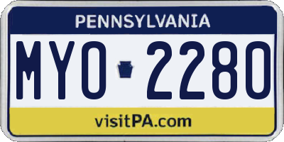 PA license plate MYO2280