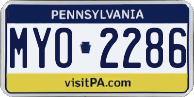 PA license plate MYO2286