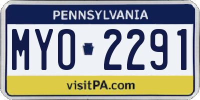 PA license plate MYO2291