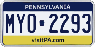 PA license plate MYO2293