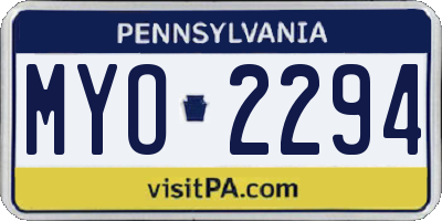 PA license plate MYO2294