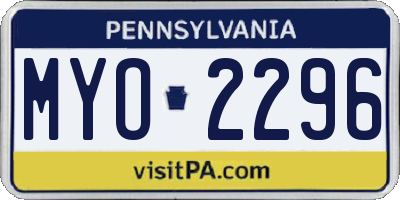 PA license plate MYO2296