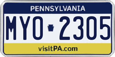 PA license plate MYO2305