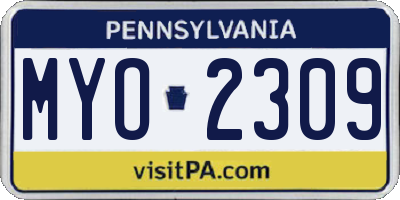 PA license plate MYO2309