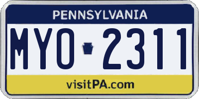PA license plate MYO2311