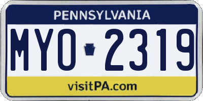 PA license plate MYO2319