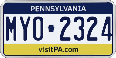 PA license plate MYO2324