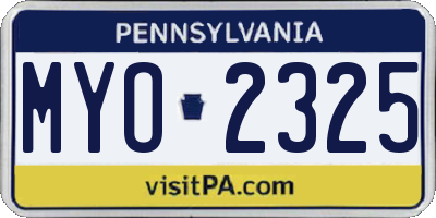 PA license plate MYO2325