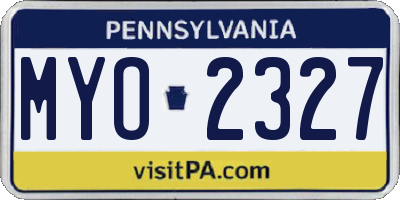 PA license plate MYO2327