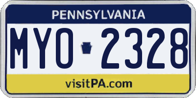 PA license plate MYO2328