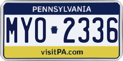 PA license plate MYO2336