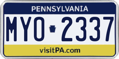 PA license plate MYO2337