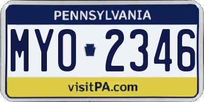 PA license plate MYO2346