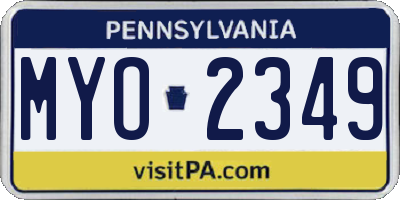 PA license plate MYO2349