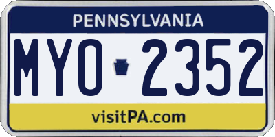 PA license plate MYO2352