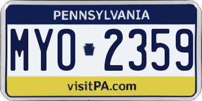 PA license plate MYO2359