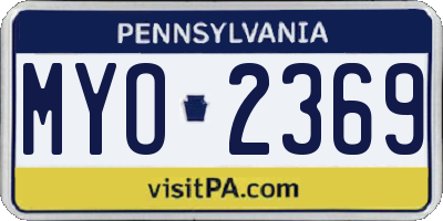 PA license plate MYO2369