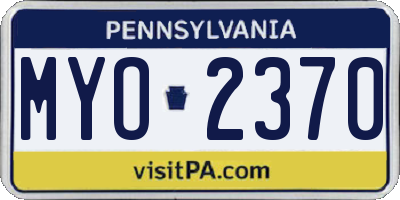 PA license plate MYO2370