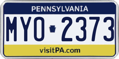 PA license plate MYO2373