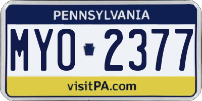 PA license plate MYO2377