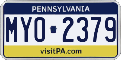 PA license plate MYO2379